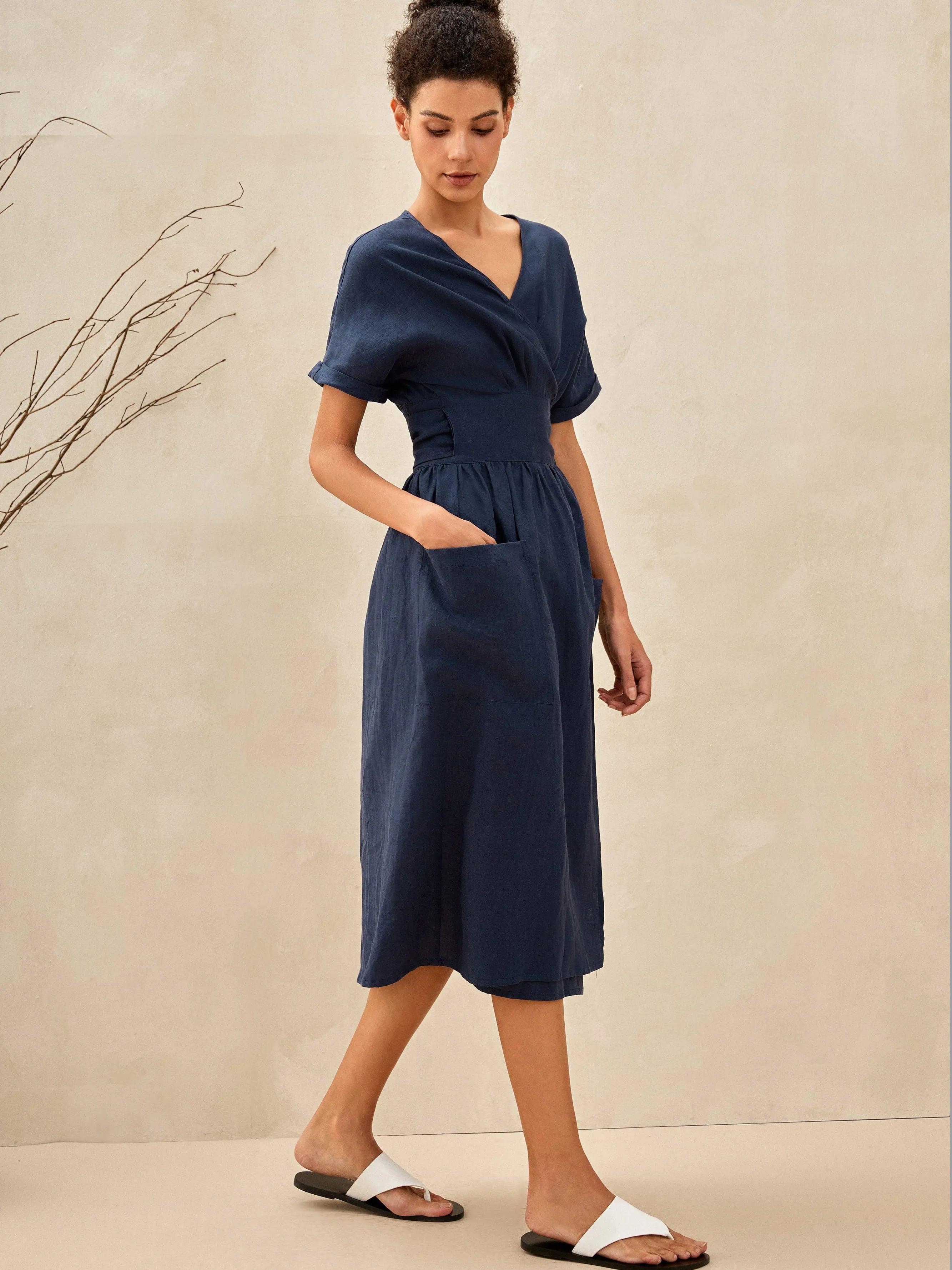 100% Linen Kimono Dress CELESTE