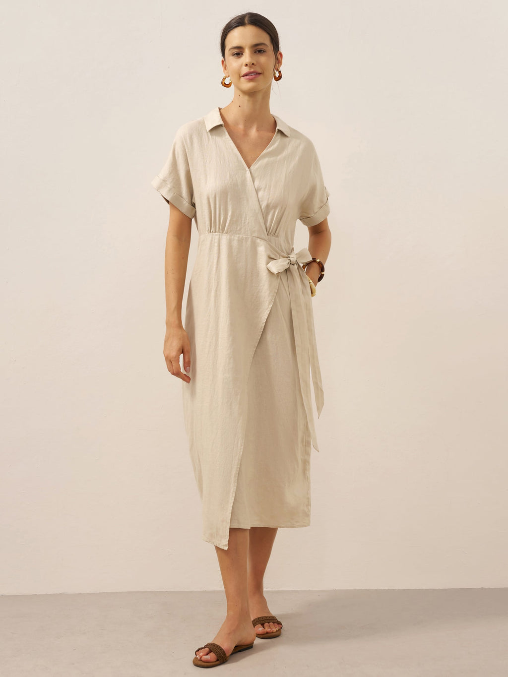 100% Linen One-Piece Belted Maxi Dress CORA