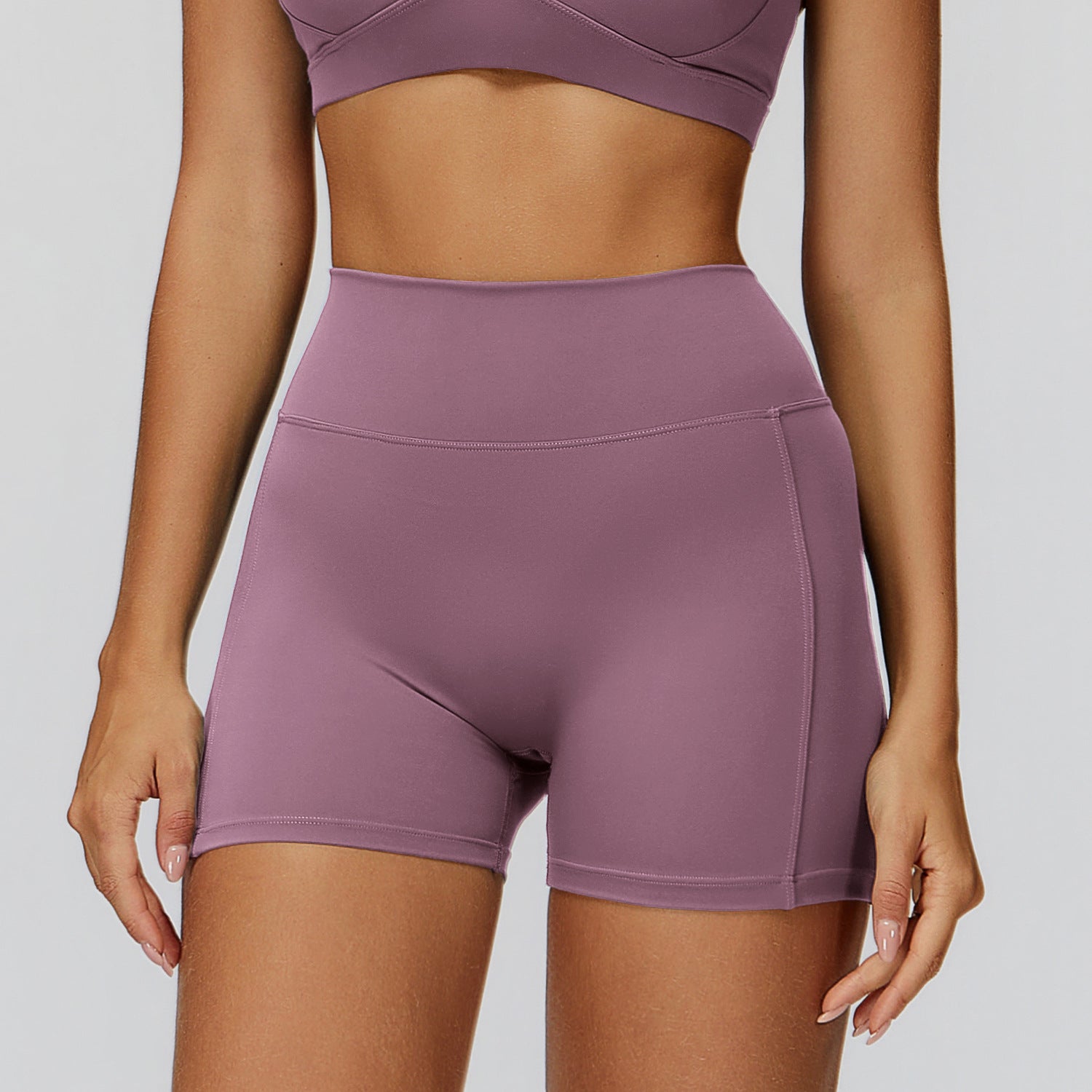 Brushed Yoga Shorts High Waist Pleated Slimming Tight Shorts Women Outdoor Running Sports Workout Clothes
