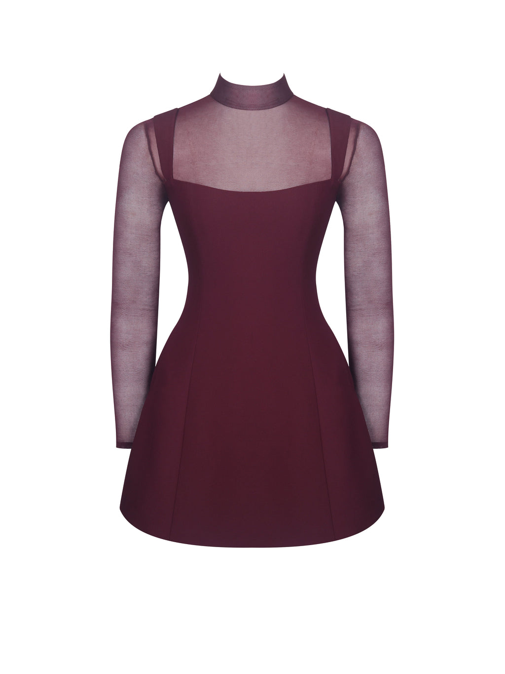 Natasha Burgundy Faux Two-Piece Turtleneck Mini Dress