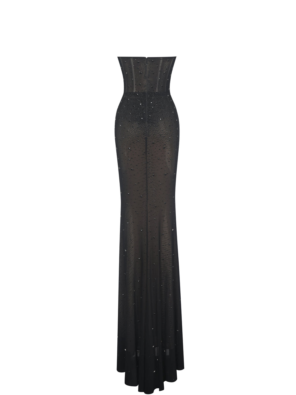 Fatima Black Crystal Sleeveless Corset Mermaid Maxi Dress
