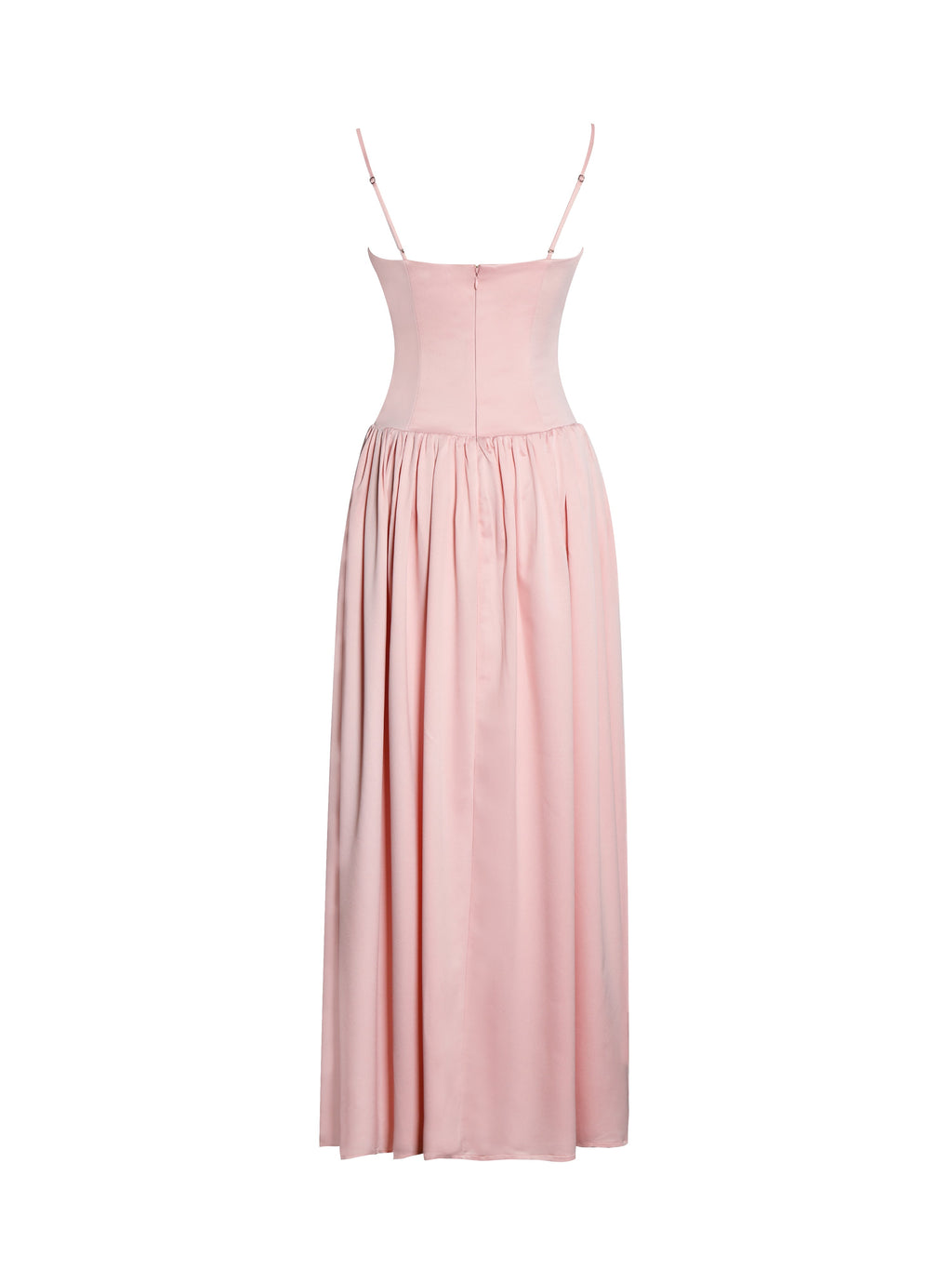 Najwa Baby Pink Ruched Breast Drop Waist Maxi Dress