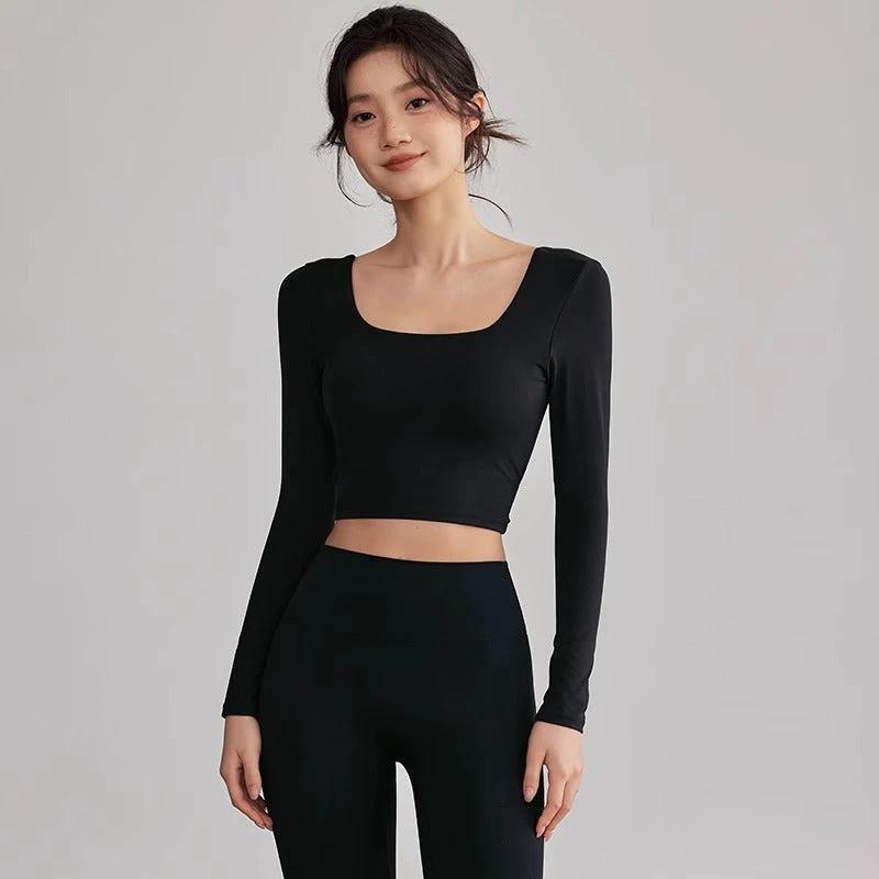 Beauty Back Long Sleeve T-shirt Running Training Workout Clothes