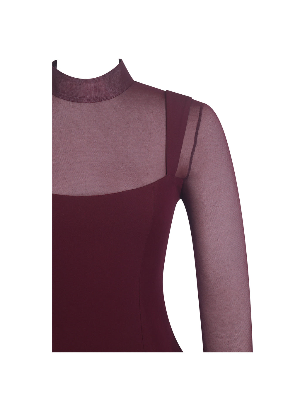Natasha Burgundy Faux Two-Piece Turtleneck Mini Dress