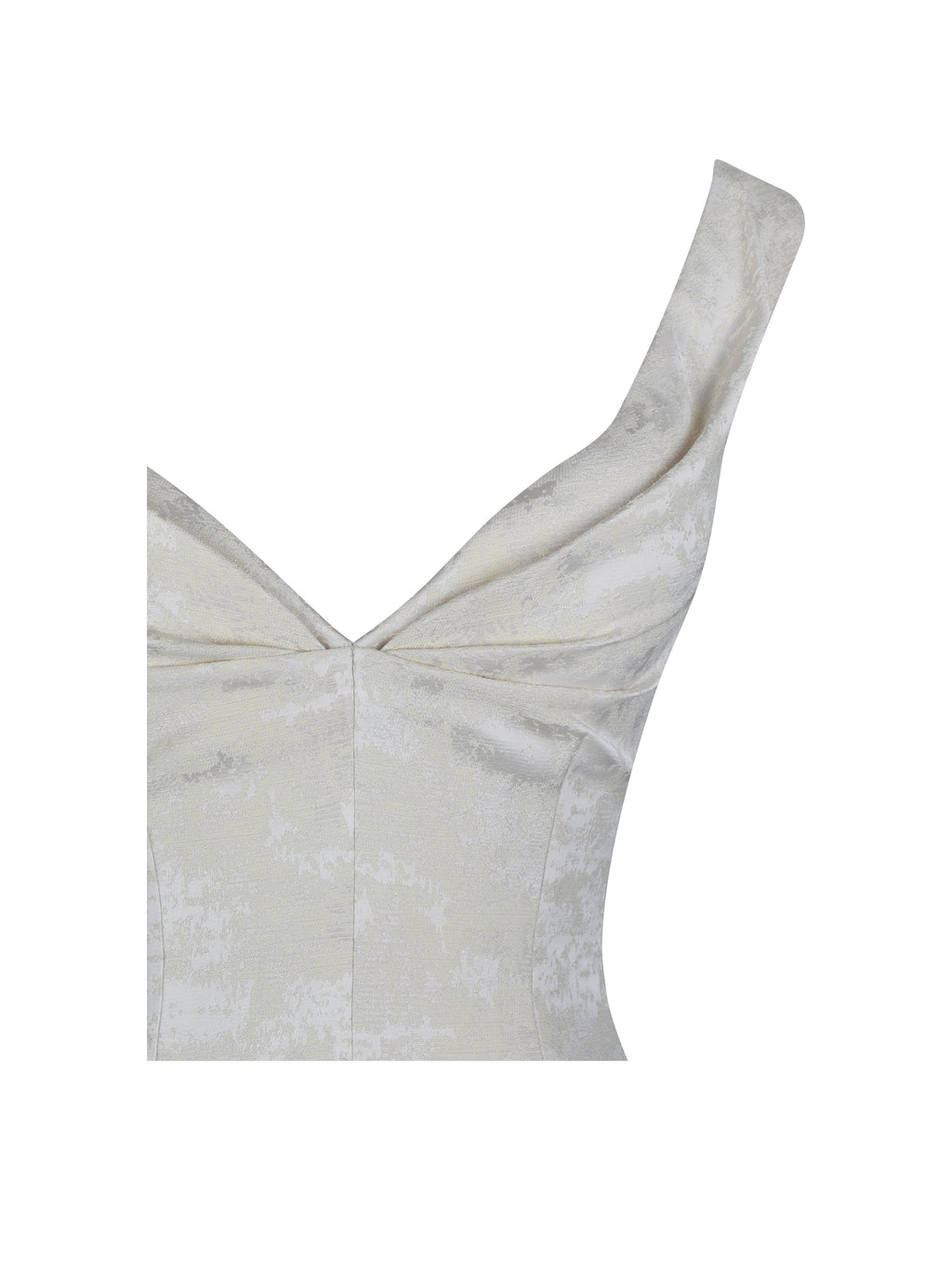 Chelsea Ivory Jacquard Ruched Bust Sweetheart Midi Dress