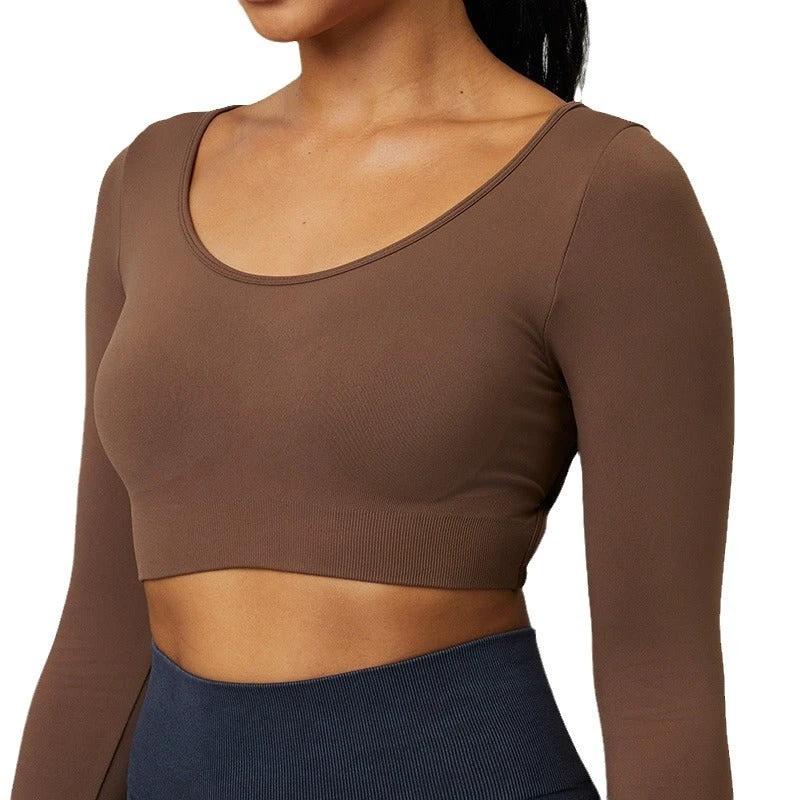 Quick Drying Clothes Outdoor Long Sleeve Cross Beauty Back Workout Clothes Sports Top