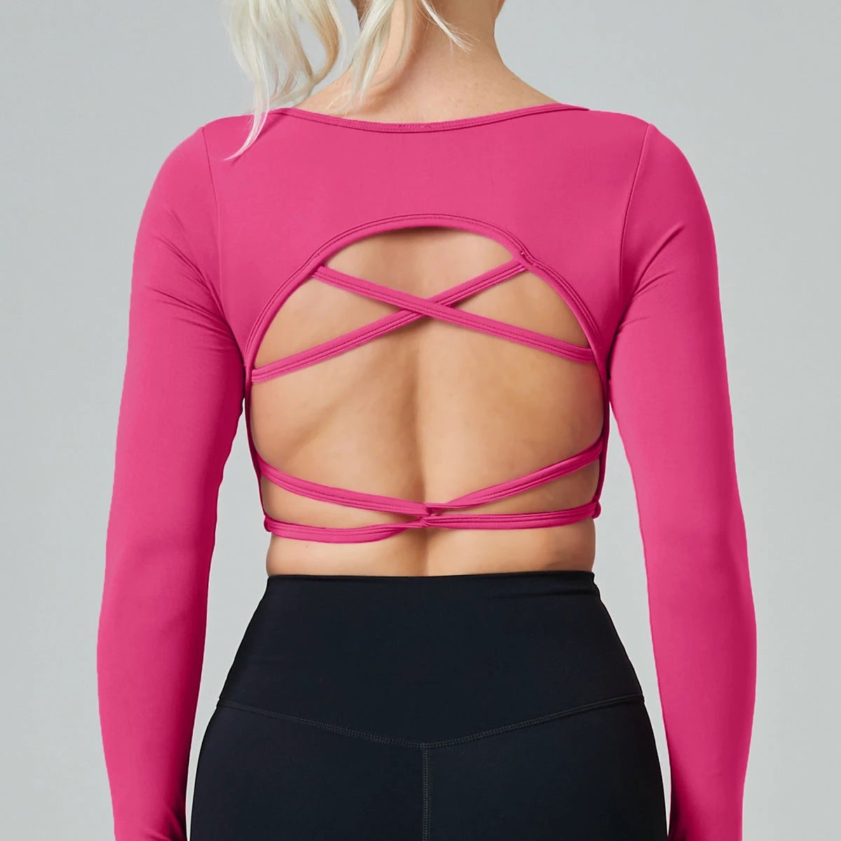 Quick Drying Clothes Outdoor Long Sleeve Cross Beauty Back Workout Clothes Sports Top