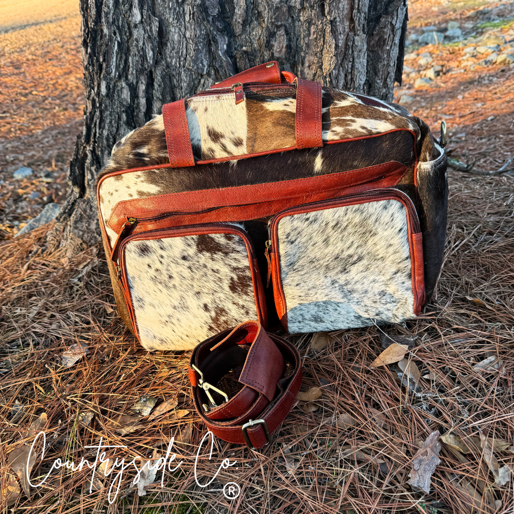 Saddlemen Carry All Cowhide Duffle Travel Bag