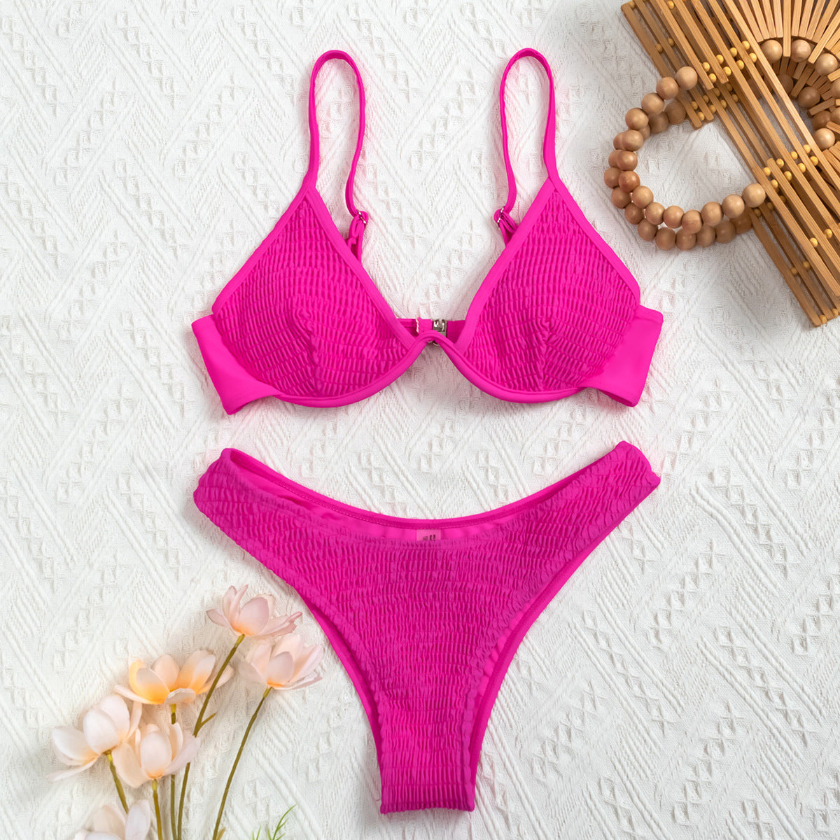 Bikini Pleating Craft Nylon Swimsuit Swimwear