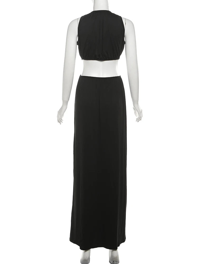Shirring Waistless Maxi Dress