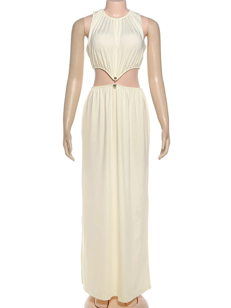 Shirring Waistless Maxi Dress