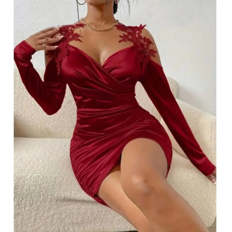 Sweetheart Neck Wrap Party Dress