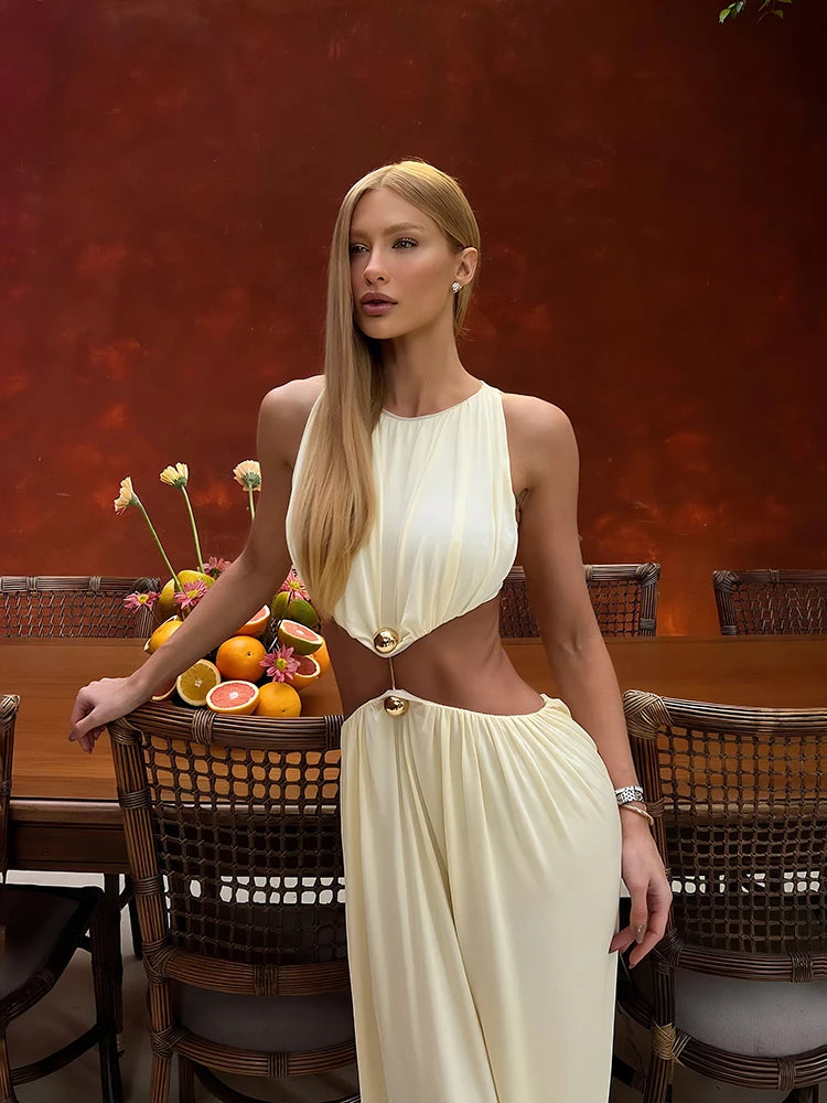 Shirring Waistless Maxi Dress