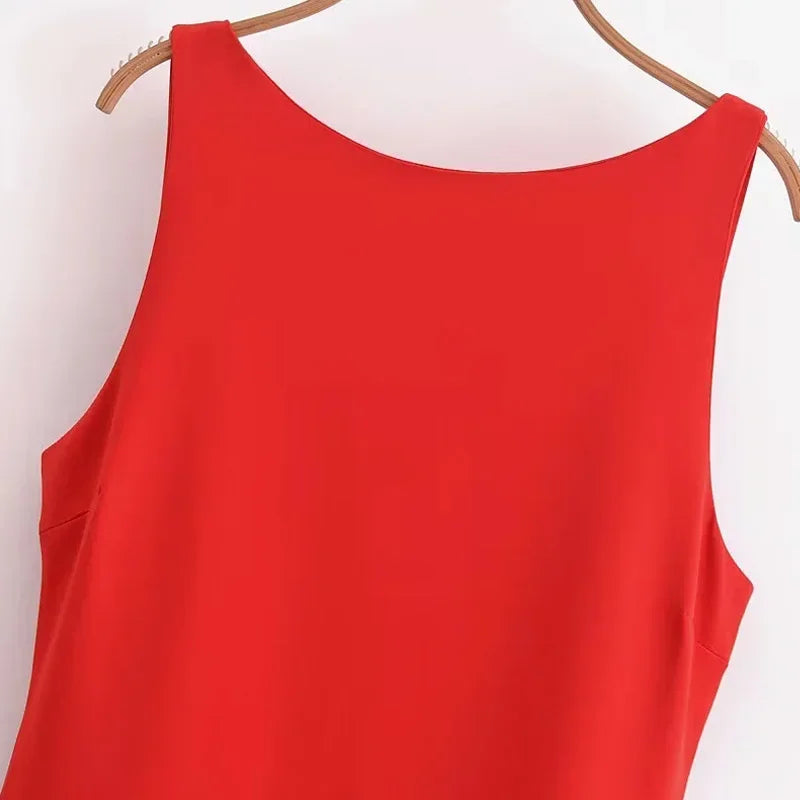 Ruffle Backless Party DressBlack Red Sleeveless Bodycon Mini Dress
