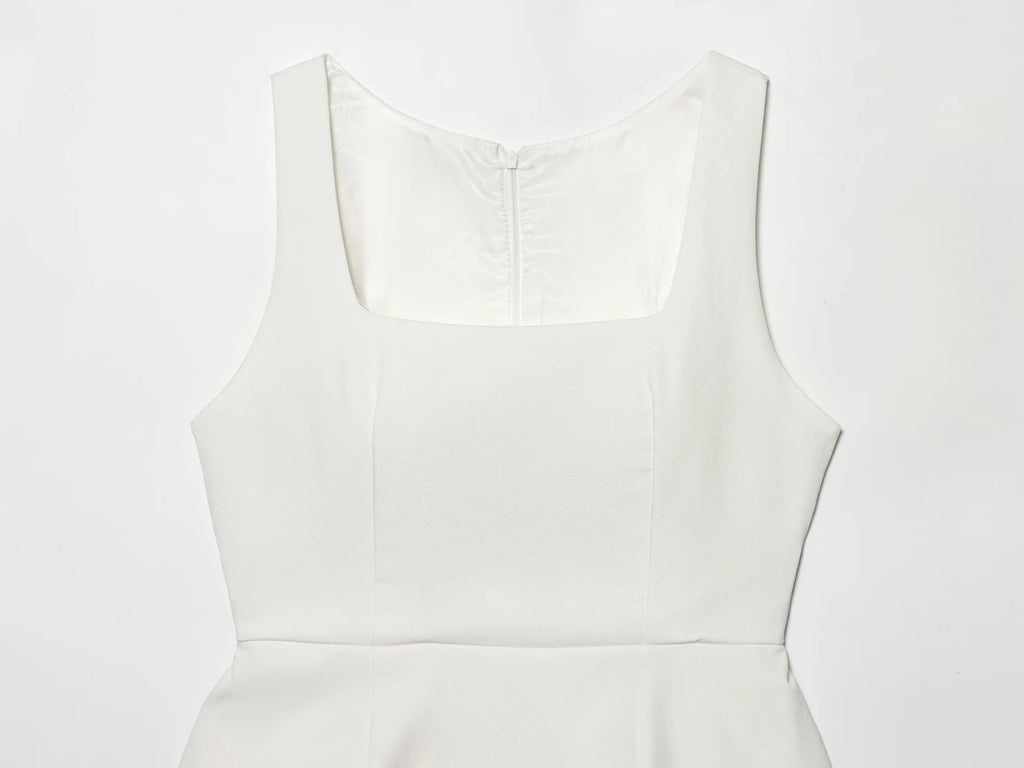 Elegant Waist-Cinching Sleeveless Short Dress Women's Round-Neck Short Cape Birthday Dress Banquet Party Dress