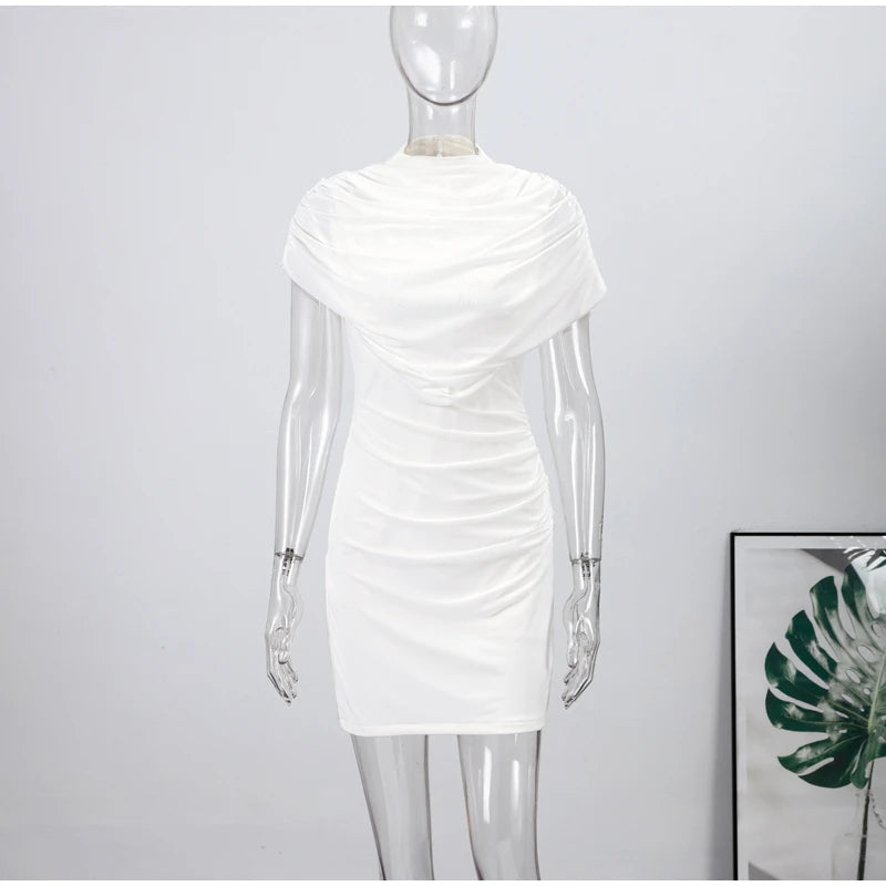 Patchwork Women's Dress Stacked Decorative Cinched Waist Dresses Female Slimming Bodycon Dress Elegant Party Dress