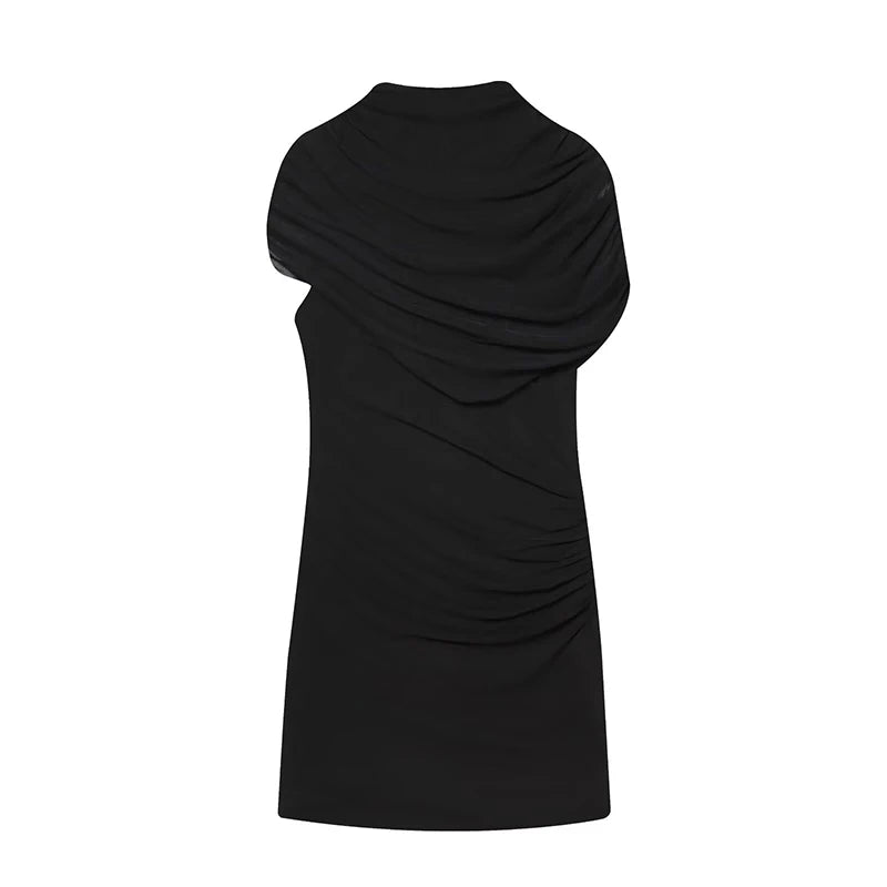 Patchwork Women's Dress Stacked Decorative Cinched Waist Dresses Female Slimming Bodycon Dress Elegant Party Dress