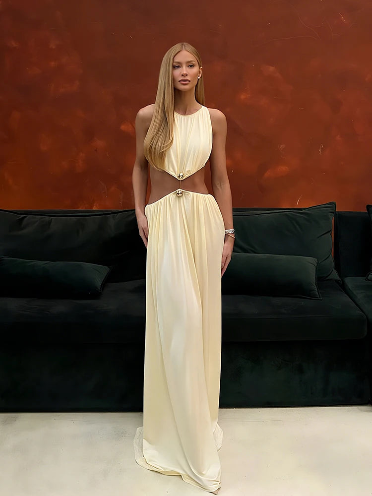 Shirring Waistless Maxi Dress