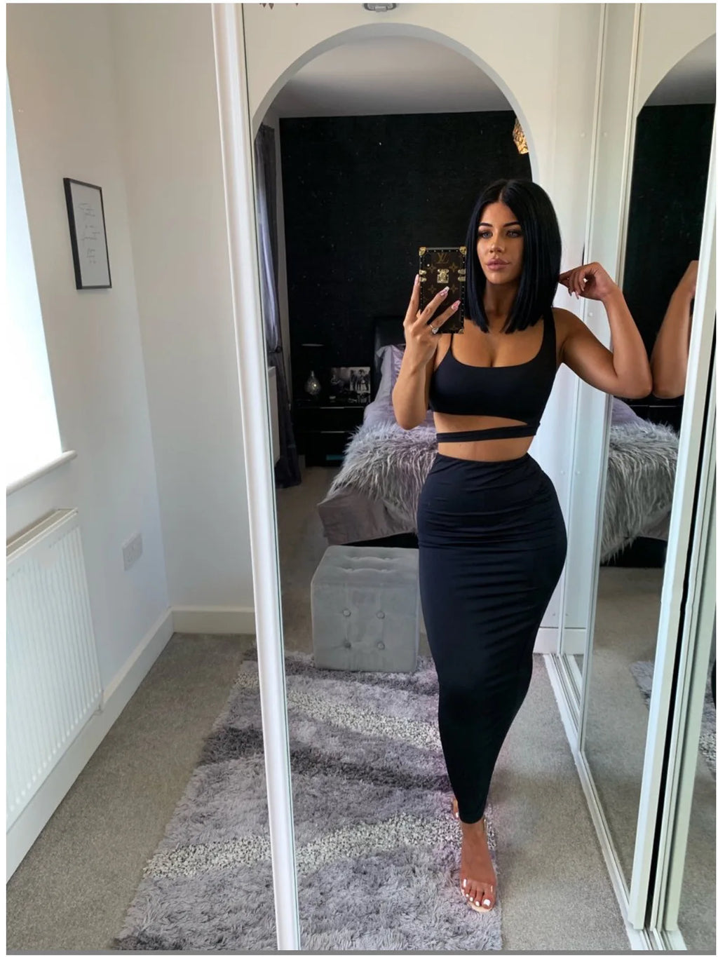 Sexy Pleated Hollowout Two-piece Dress