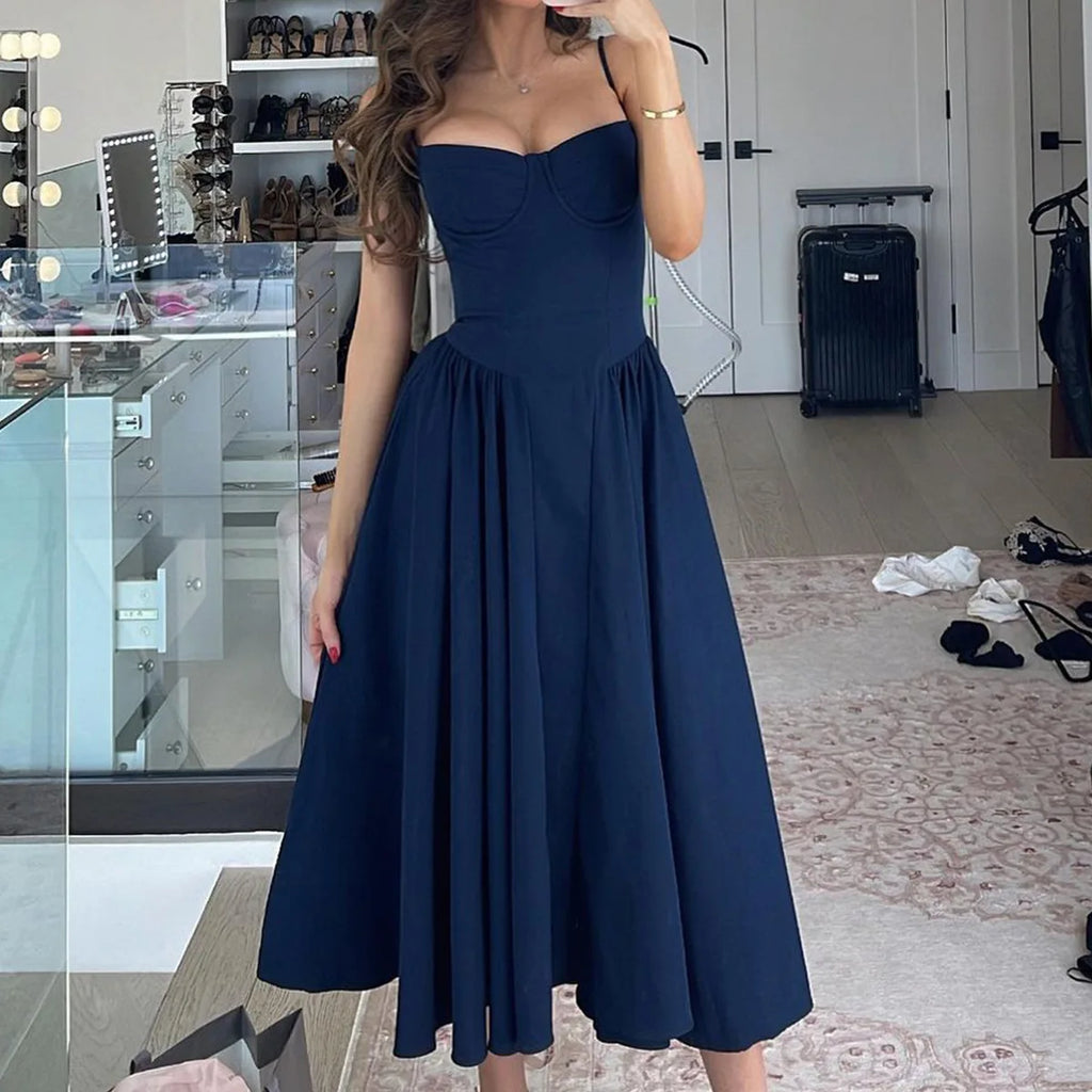 Elegant Midi Dress Red Night Date Dress