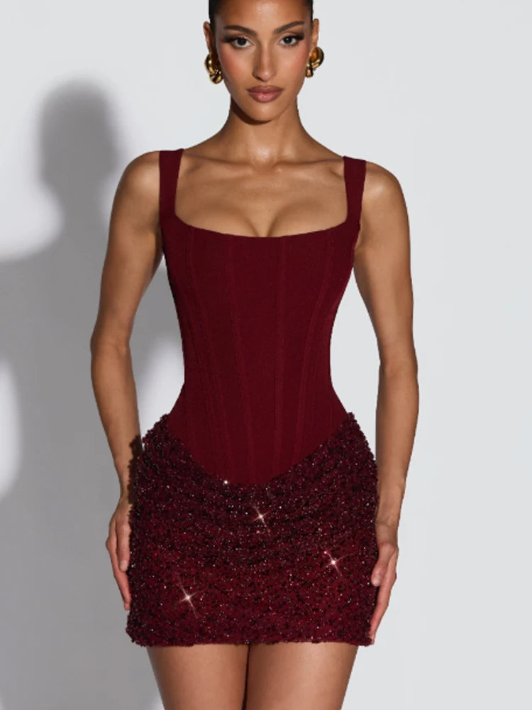 Halter Mini Dress Women Pleated Sleeveless Backless