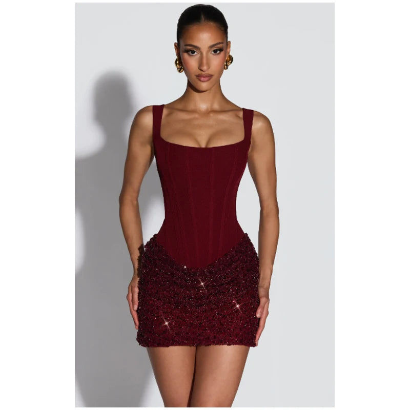 Mini Dress Chic Off-shoulder Backless Waist Cinching