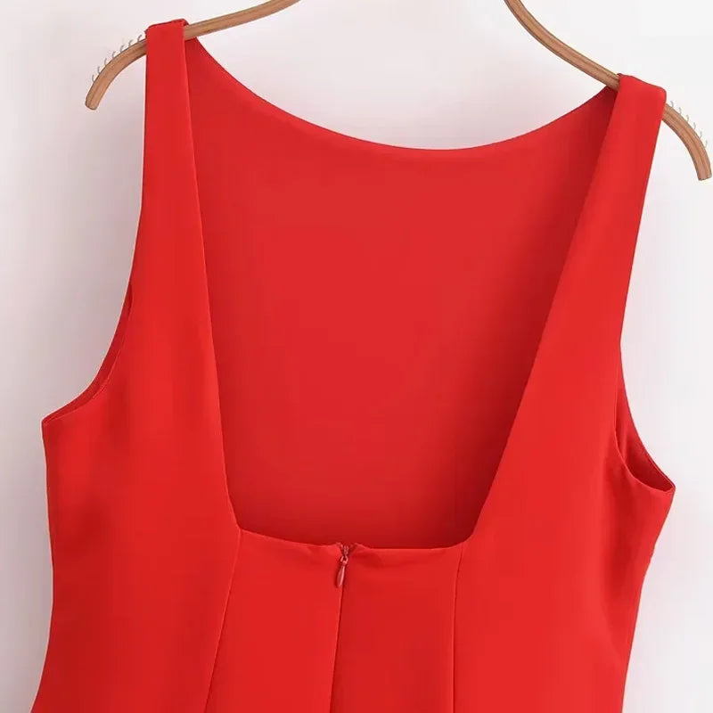 Ruffle Backless Party DressBlack Red Sleeveless Bodycon Mini Dress