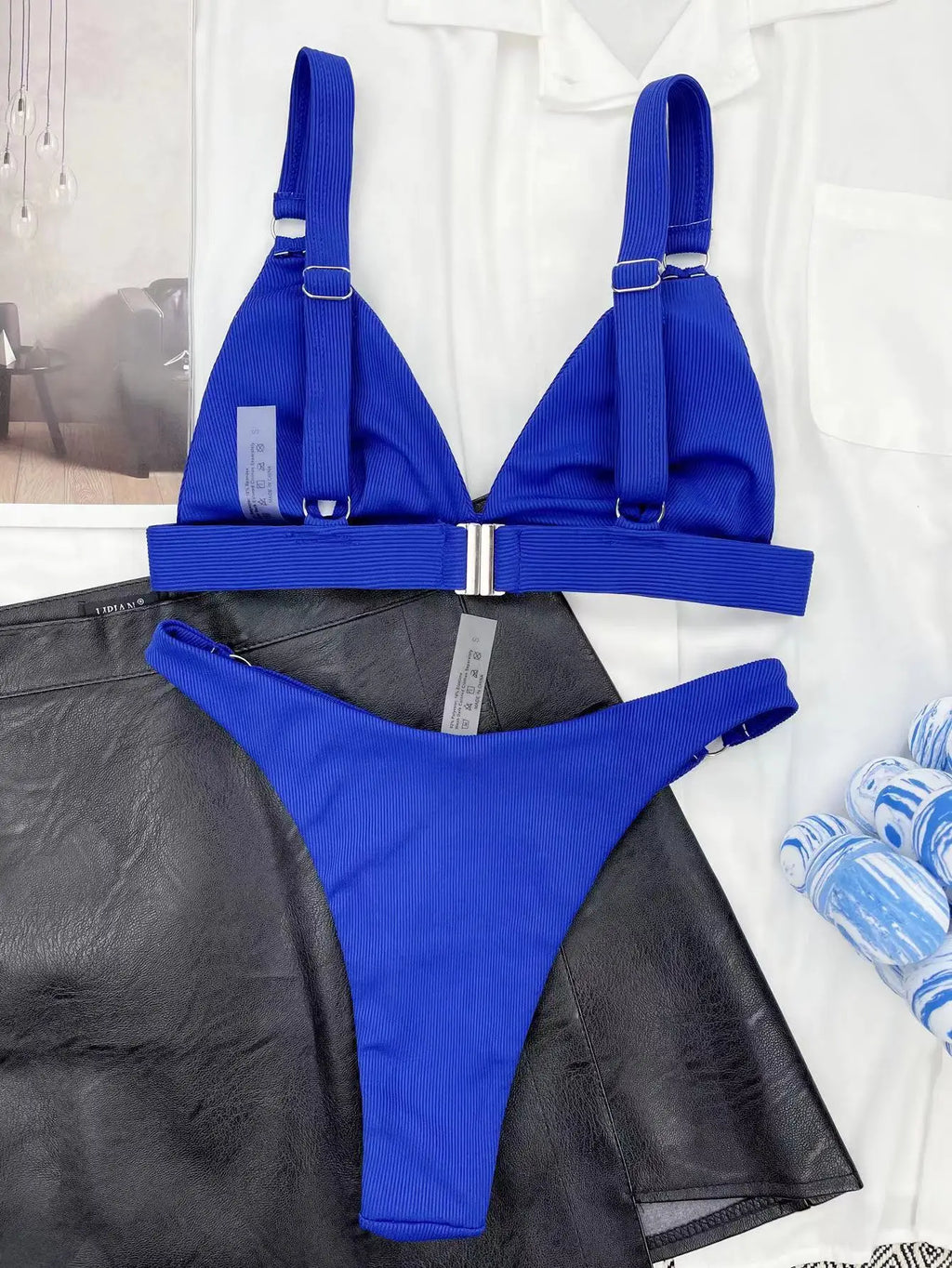 Sexy Ribbed Ring Bikinis Women 2024 New Swimsuit Push Up Swimwear Solid Bikini Set Summer Beach Brazil Biquini Swim Bathing Suit