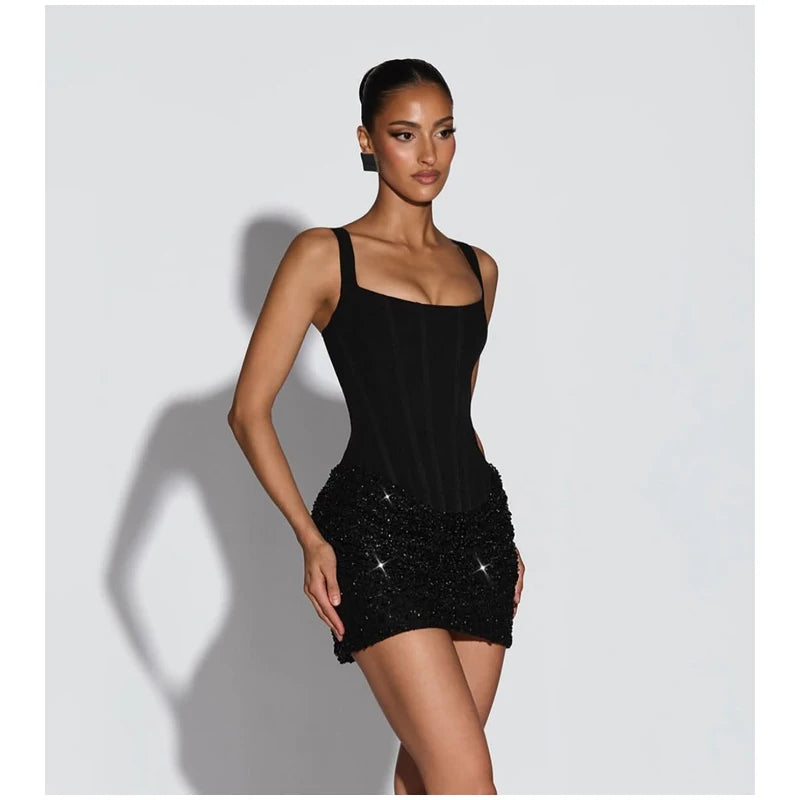 Mini Dress Chic Off-shoulder Backless Waist Cinching