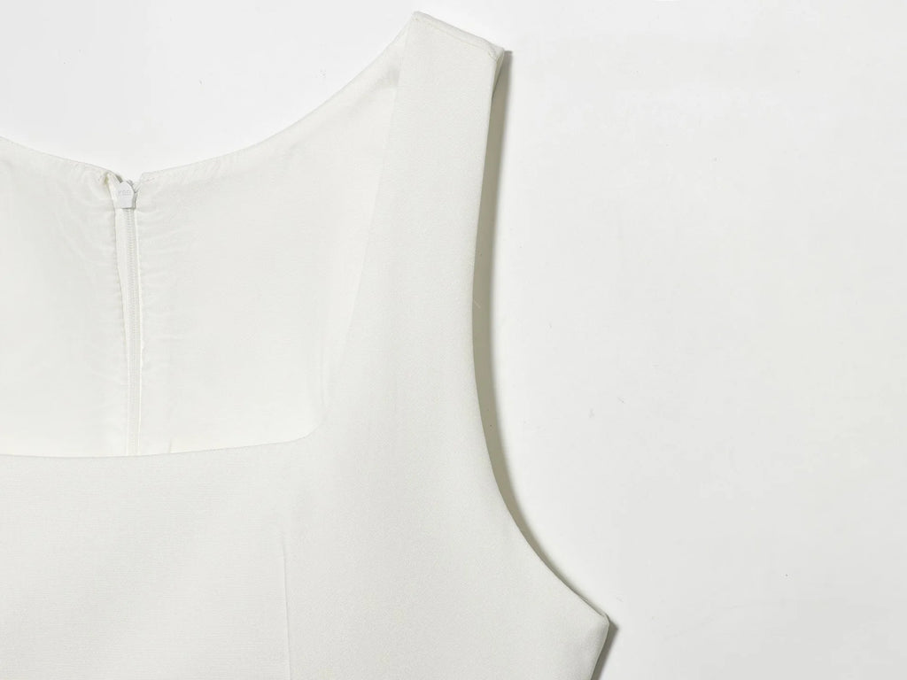Elegant Waist-Cinching Sleeveless Short Dress Women's Round-Neck Short Cape Birthday Dress Banquet Party Dress