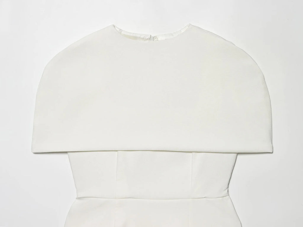 Elegant Waist-Cinching Sleeveless Short Dress Women's Round-Neck Short Cape Birthday Dress Banquet Party Dress