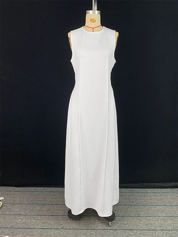 Elegant Long Luxurious Sleeveless Round-Neck Casual Office Party Dress