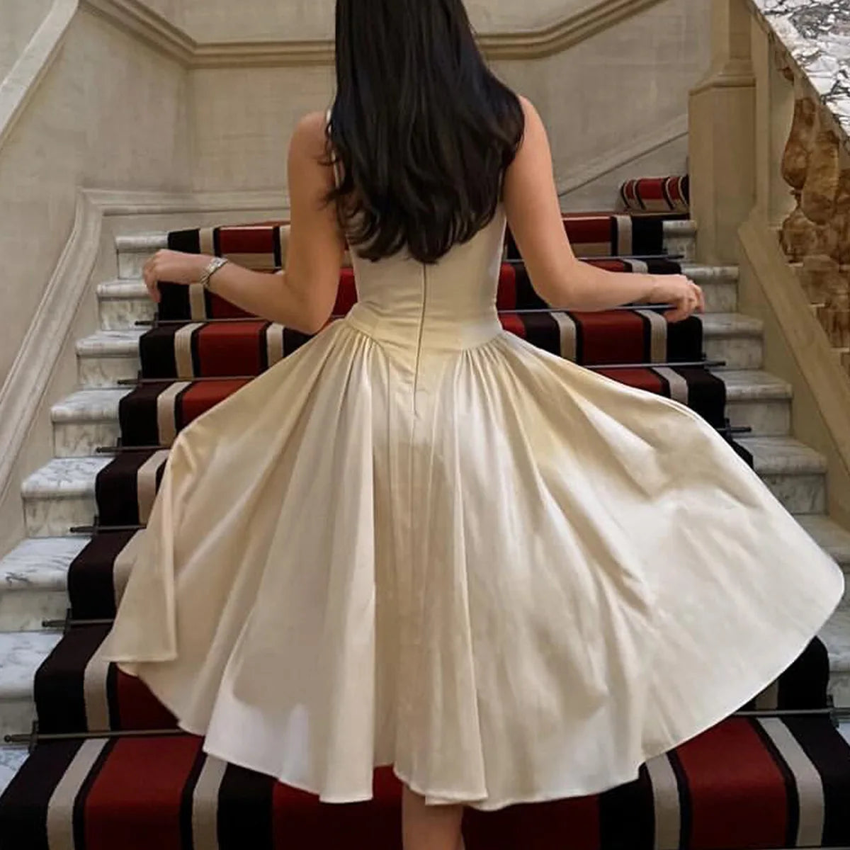 Elegant Midi Dress Red Night Date Dress