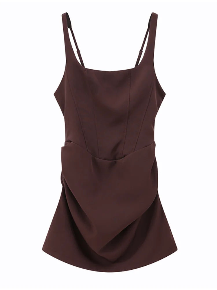 Halter Mini Dress Women Pleated Sleeveless Backless