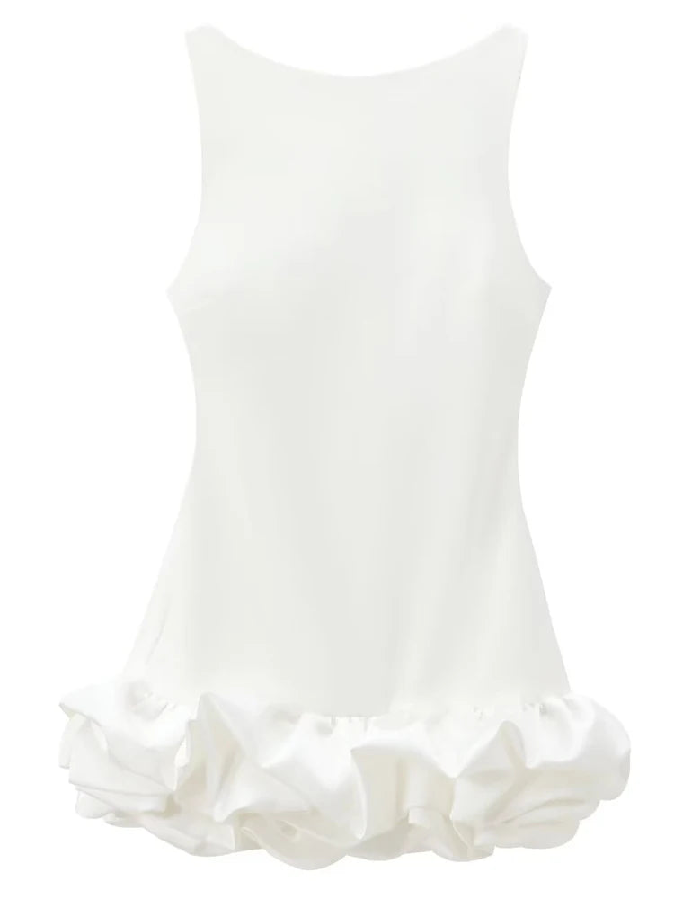 Ruffle Backless Party DressBlack Red Sleeveless Bodycon Mini Dress