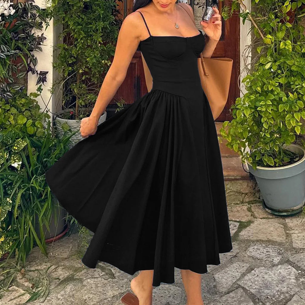 Elegant Midi Dress Red Night Date Dress