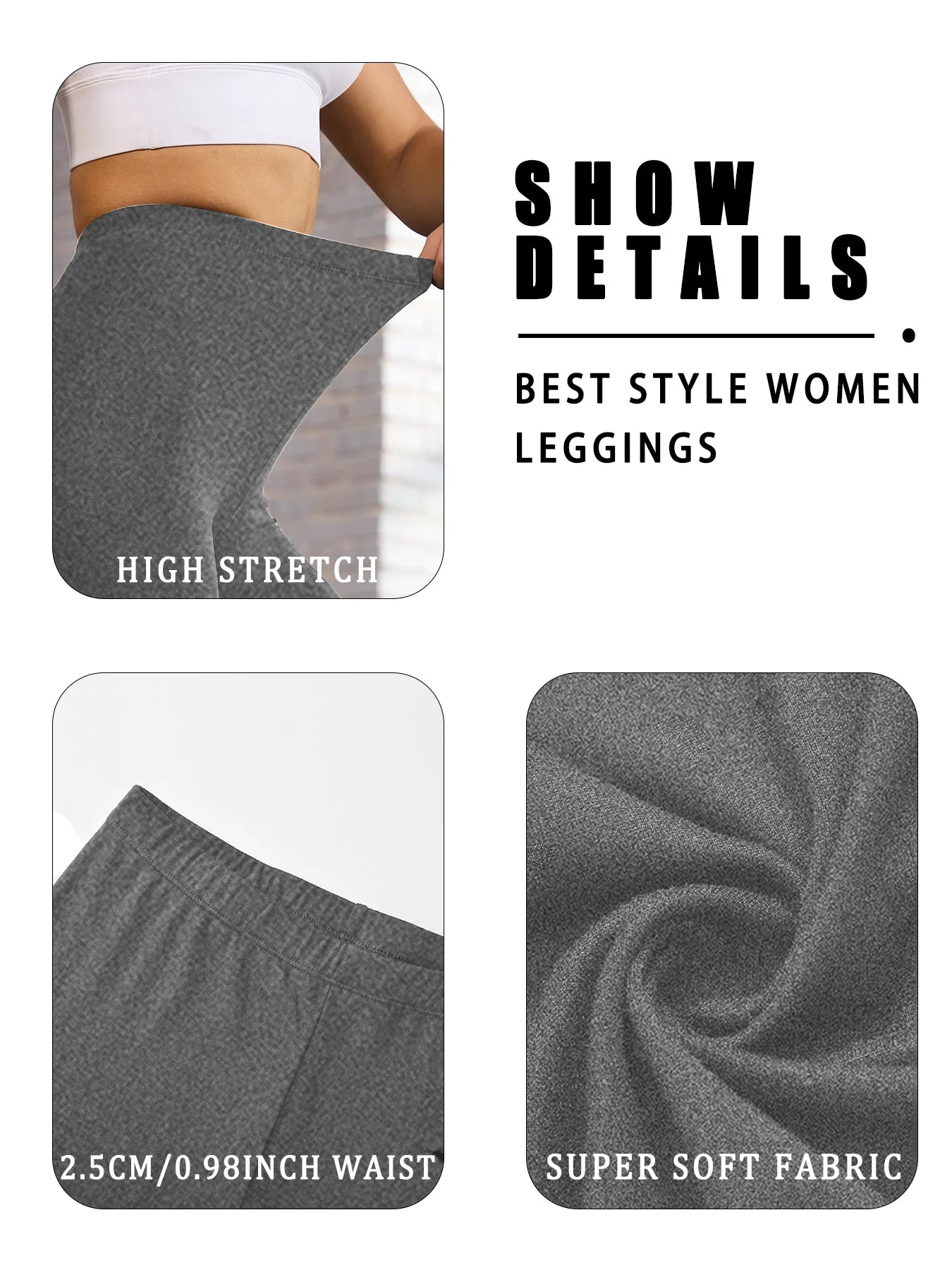 Low Rise Super Soft Leggings for Women - High Elasticity Tights for Yoga Running Workout Casual Wear