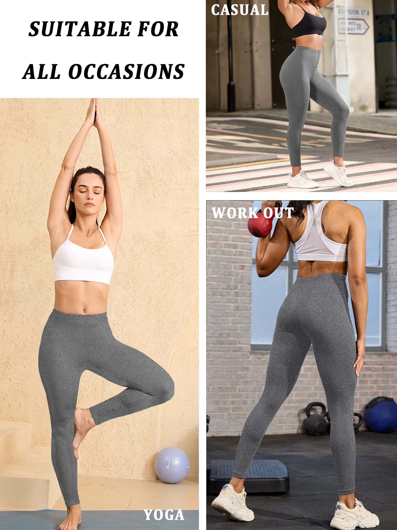 Low Rise Super Soft Leggings for Women - High Elasticity Tights for Yoga Running Workout Casual Wear