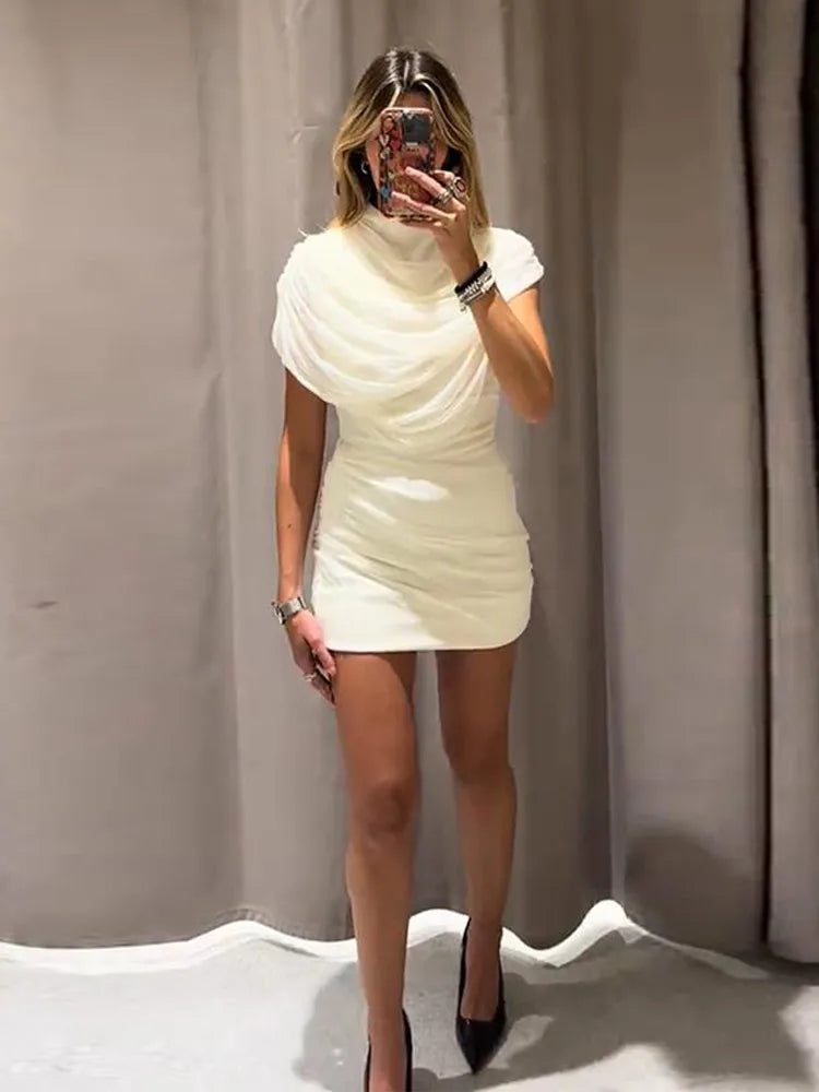 Patchwork Women's Dress Stacked Decorative Cinched Waist Dresses Female Slimming Bodycon Dress Elegant Party Dress