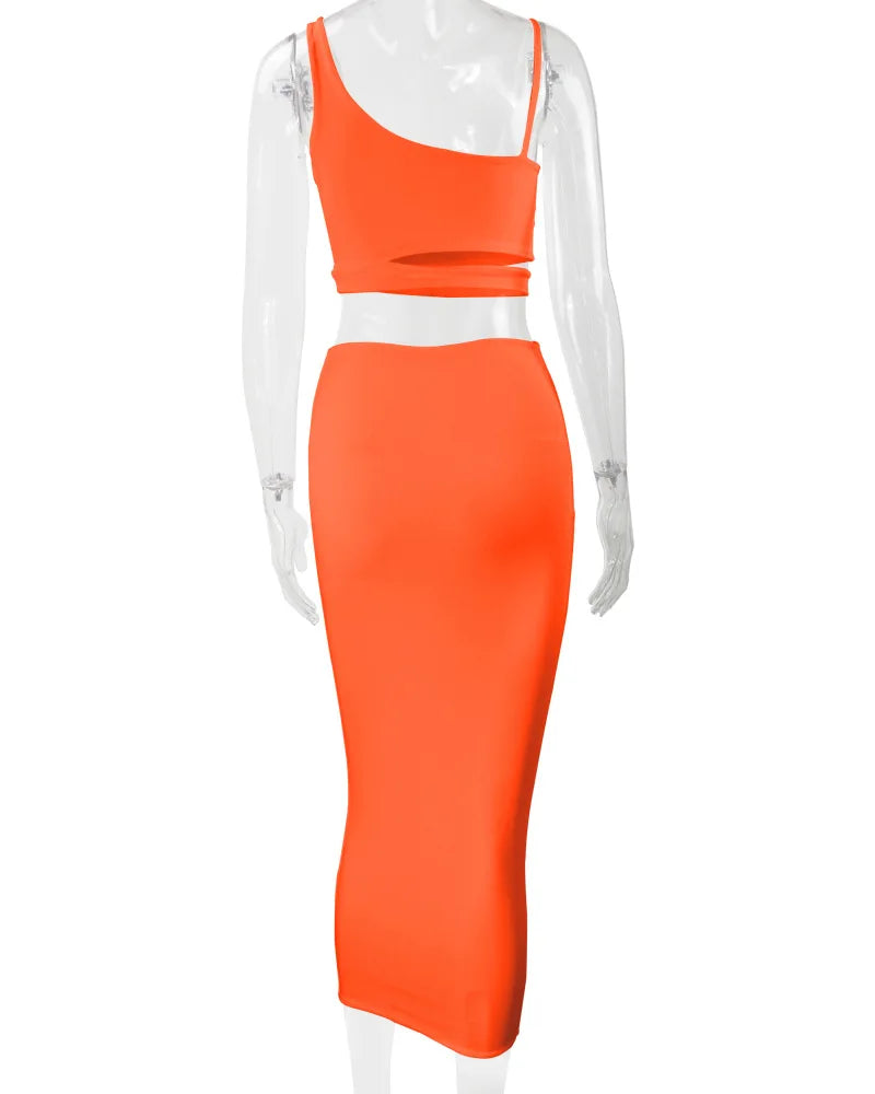Sexy Pleated Hollowout Two-piece Dress