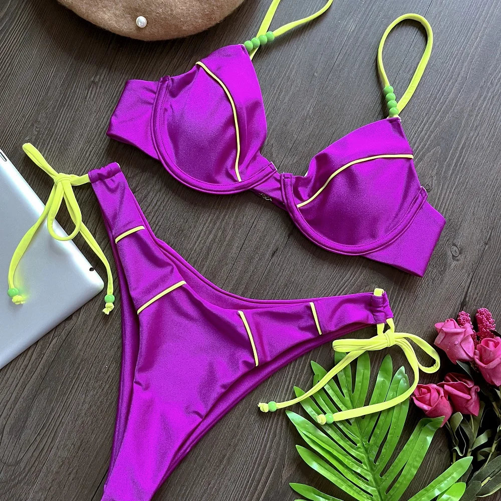 RUOTONGSEPT New Sexy Push up Bikini Set Swimsuit Women's low-waist Swimwear For Female Two Piece Beachwear Bathing Suit
