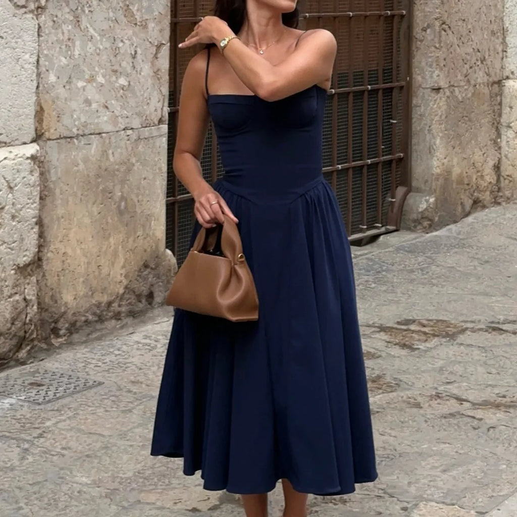 Elegant Midi Dress Red Night Date Dress
