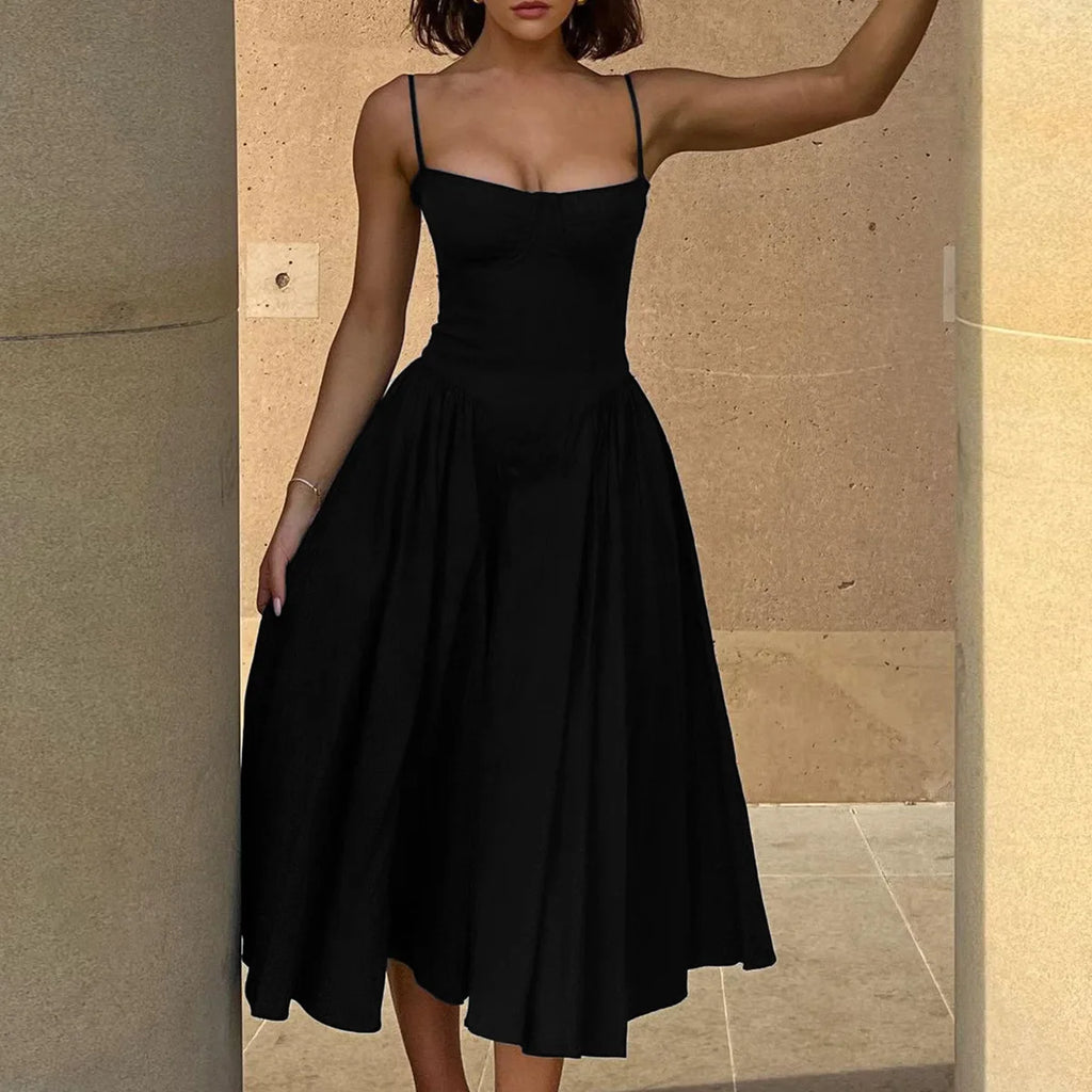 Elegant Midi Dress Red Night Date Dress