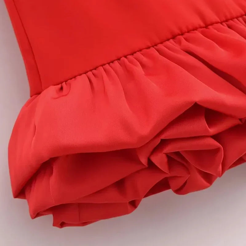 Ruffle Backless Party DressBlack Red Sleeveless Bodycon Mini Dress