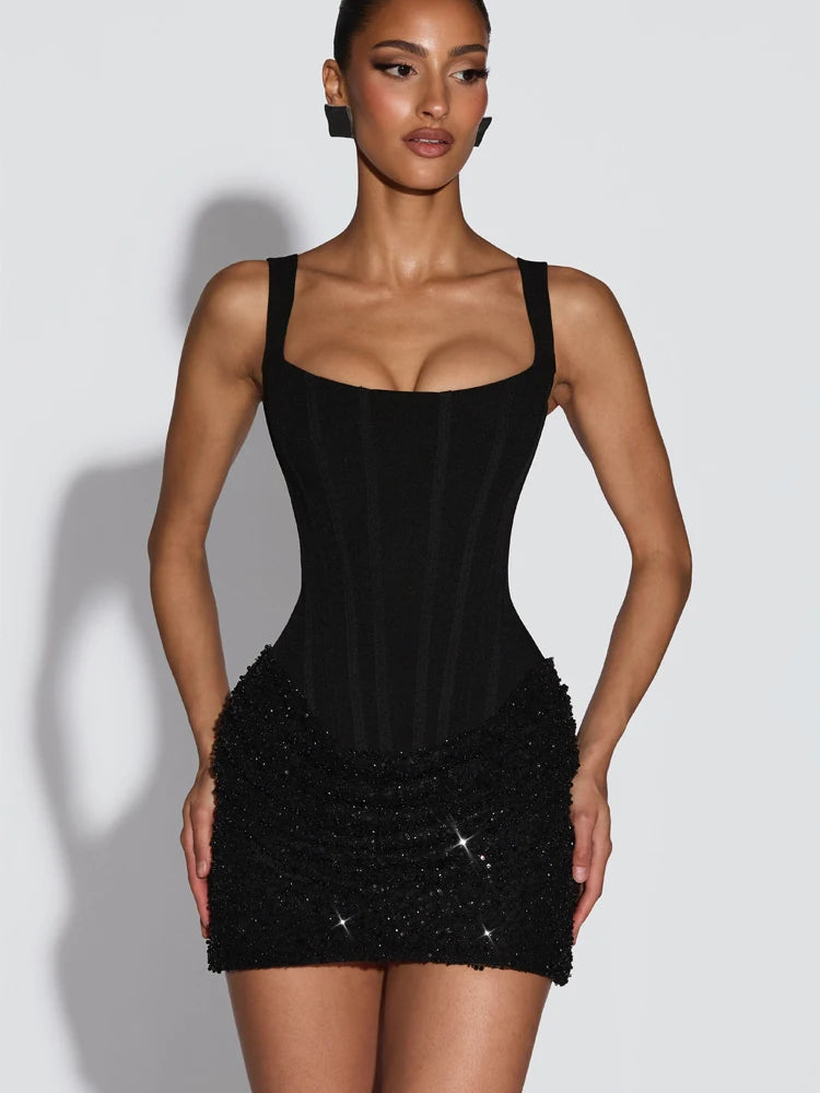 Mini Dress Chic Off-shoulder Backless Waist Cinching