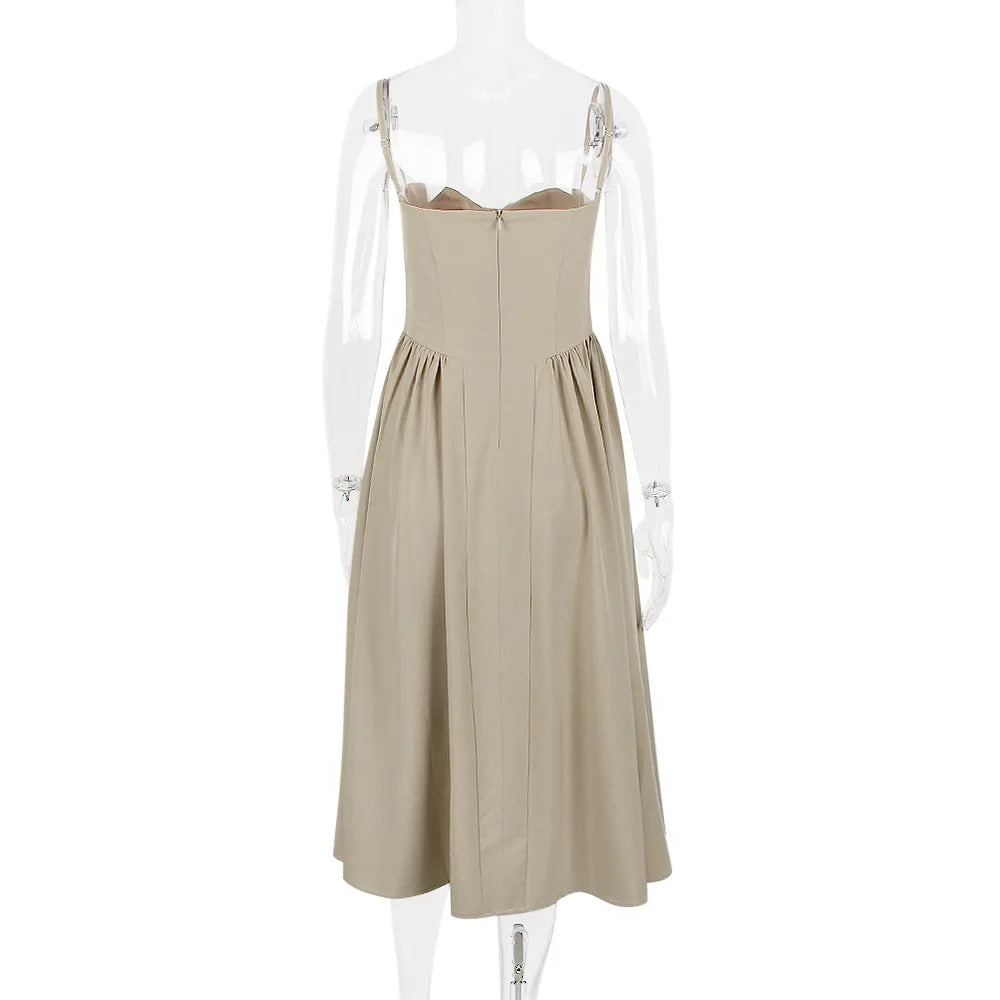 Elegant Midi Dress Red Night Date Dress
