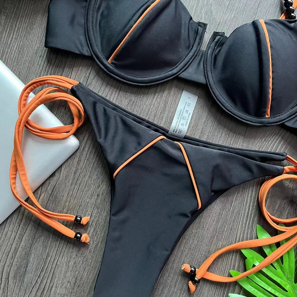 RUOTONGSEPT New Sexy Push up Bikini Set Swimsuit Women's low-waist Swimwear For Female Two Piece Beachwear Bathing Suit