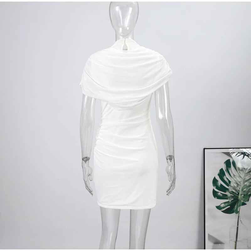 Patchwork Women's Dress Stacked Decorative Cinched Waist Dresses Female Slimming Bodycon Dress Elegant Party Dress