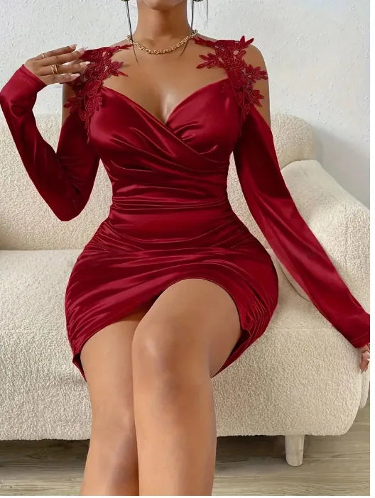 Sweetheart Neck Wrap Party Dress