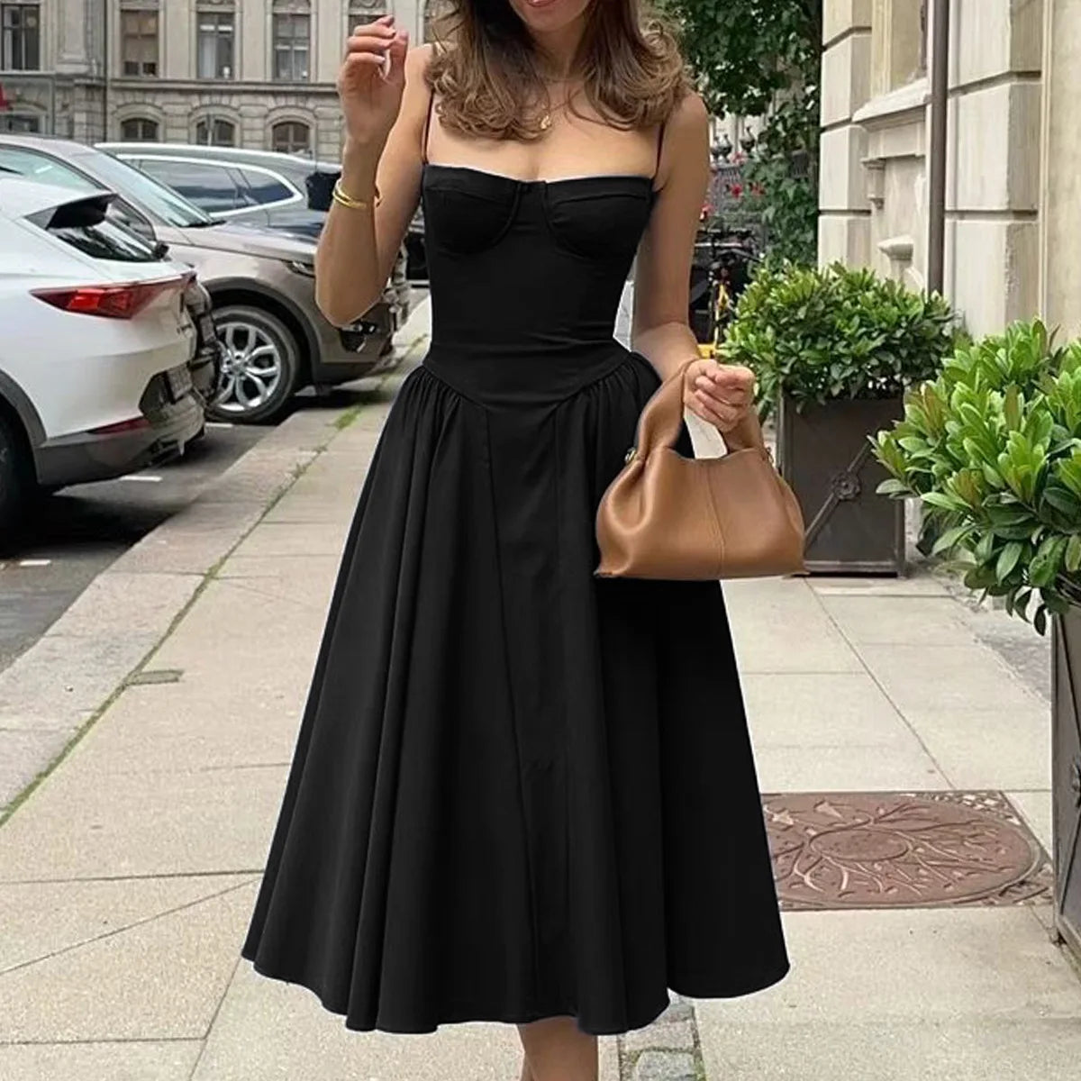 Elegant Midi Dress Red Night Date Dress